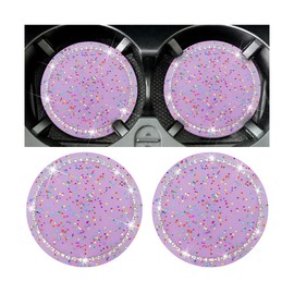 TSUGAMI 2PCS Bling Car Cup Coasters, Crystal Rhinestone Anti-Slip Insert Automotive Cup Holder Pad, Embedded Vehicle Interior Decor Drink Mat Accessories, Universal for RV, SUV, Truck (Purple)