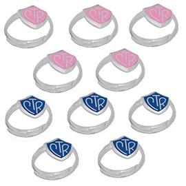 One Moment In Time H14B - H14P Size Adjustable 10 Pack Alloy Blue and Pink Ring Mormon LDS CTR