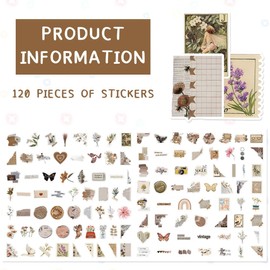 XENQITO Pack of 120 Vintage Stickers, Vintage Stickers, Aesthetic Stickers, Laptop Stickers for Journaling Photo Album Scrapbooking Stickers Stickers for Adults and Teenagers