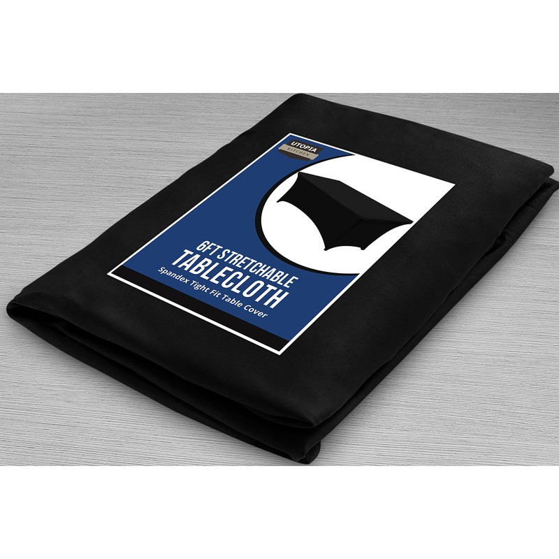 Utopia Kitchen Spandex Tablecloth 1 Pack [6FT, Black] Tight, Fitted,