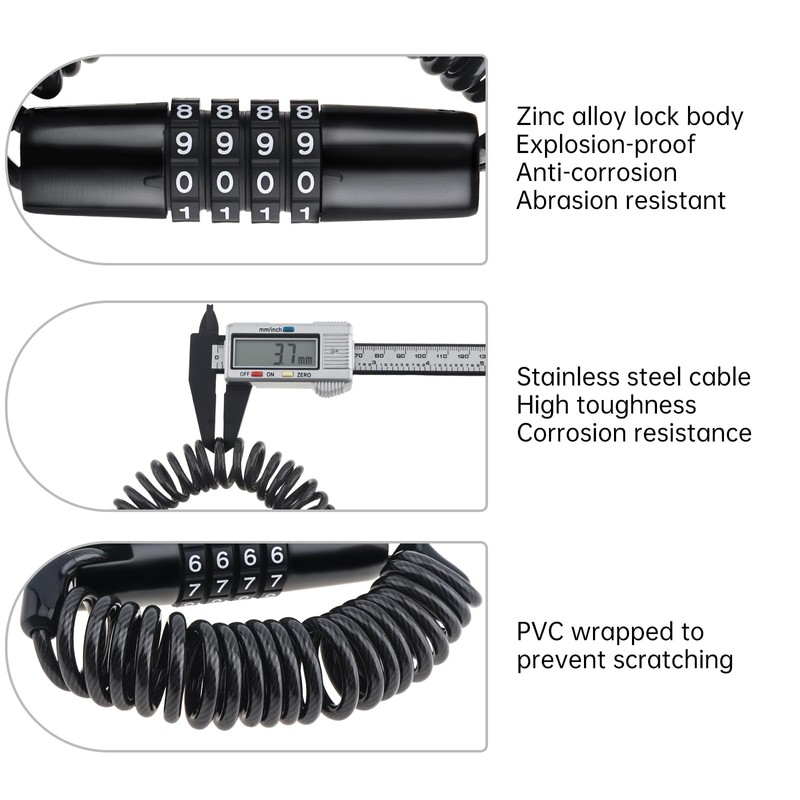 Windance Retractable Stroller Lock, Helmet Luggage Lock Cable, Stainless Steel