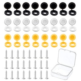 48 Pcs 304 Stainless Steel car number plate screws and caps, number plate screws and caps,Black, White and Yellow (8 Each Color),License Plate Screw Caps Car License Plate Fixing Devices