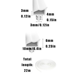 ZHYUAN 22 m Door Frame Seal for Sound Insulation, Door Seal White Wooden Frame, Suitable for Sound Insulation, Moisture Protection and Collision Protection of Wooden Doors, Apartment Doors and