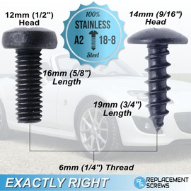 ReplacementScrews License Plate Screws Compatible with Mazda - Stainless Steel - for Front or Rear Mounting - Fits All Mazda Models - Black Oxide (Pack of 8)