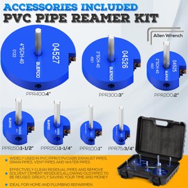BLEKOO 7PCS PVC Pipe Reamer Kit - SCH40 Aluminum Deburring Tool Kit (3/4" to 4") | Dual-Blade Technology | Deburring Tool for PVC & ABS Pipes | Fits Standard 1/2" Drills