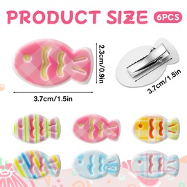 6 PCS Fish Hair Clips, Fun Hair Clip Cute Animal Barrettes Kawaii Cutecore Hairclips for Women Girls Decorations