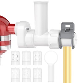 6-in-1 Pasta Maker Attachment for KitchenAid Stand Mixers with 6 Different Shapes Pasta Outlet and Cleaning Brush, Durable Electric Pasta Press Attachments for Kitchen Aid Accessories, Dishwasher Safe