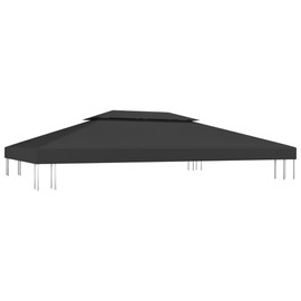 HIGSOSE Gazebo Roof Tarpaulin with Chimney Flue 310 g/m² 4 x 3 m Black Replacement Roof Gazebo Accessories Gazebo Roof Waterproof Stable Winterproof Roof for Gazebo Garden Gazebo Cover