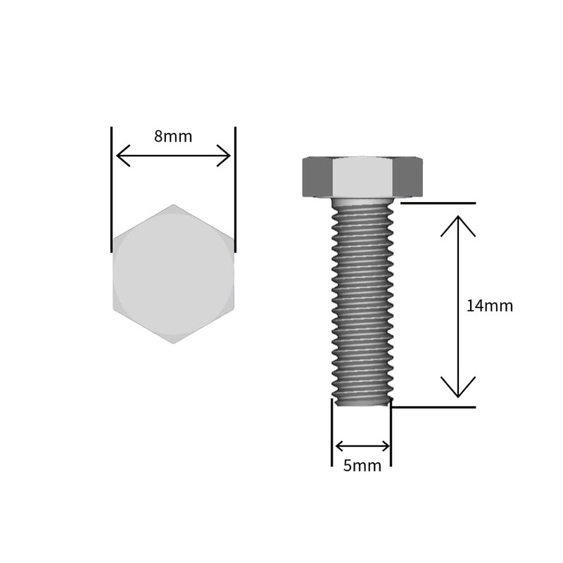 M5 (5mm x 14mm) Hex Set Screw (Fully Threaded Bolt)