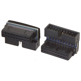 HTGuoji USB 3.0 20pin Male to Female 90 Degree Angle Extension Adapter, USB 3.0 19Pin Extension Adapter Up Down Angled 90 Degree Connector for Laptop/PC Motherboard Mainboard (Down 2pcs)