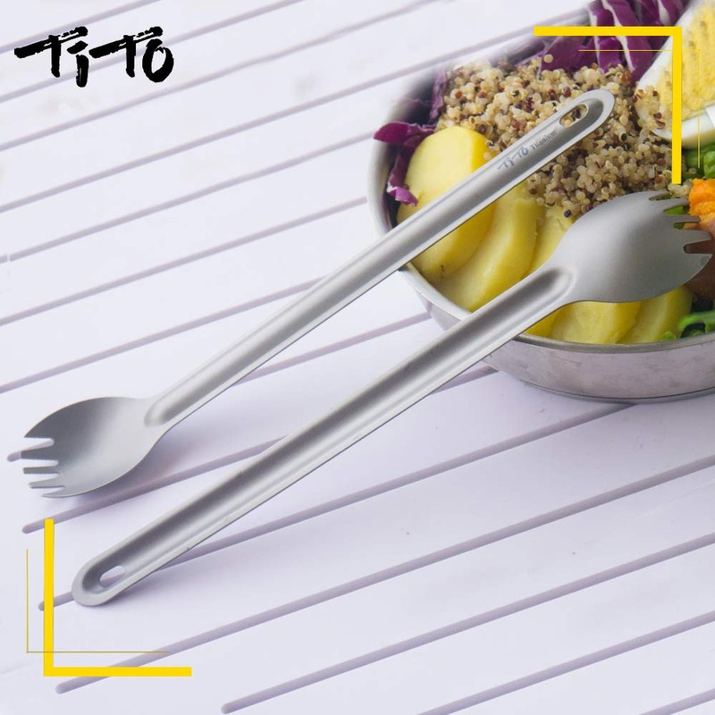 TITO Titanium Spork Longhandle Outdoor Travel Spoon Fork Portable Flatware