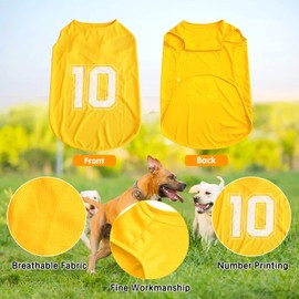Dog Shirt Number Printed Summer Basic Vest Puppy Breathable T-Shirt Pet Sleeveless Tank Top Clothes for Large Medium Small Dogs (XX-Large, Yellow)