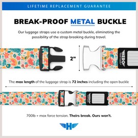 Hero Luggage Straps for Suitcases and Carry-On (2-Pack) Heavy-Duty Secure Belts with 700+ lbs. Max Force Tension (Hummingbirds)