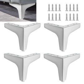Wkmamo Pack of 4 Metal Triangle Furniture Feet, 10 cm / 15 cm Furniture Table Legs, DIY Triangle Table Legs, Replacement Triangle Cabinet Feet for Cupboard, Sofa with Screws