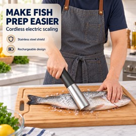 Cordless Electric Fish Scaler with Stainless Steel Roller – Rechargeable Waterproof Fish Scale Remover for Kitchen and Fishing