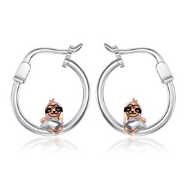 Flpruy Sloth Earrings for Women 925 Sterling Silver Animal Hoop Earrings Sloth Jewelry Gifts for Women