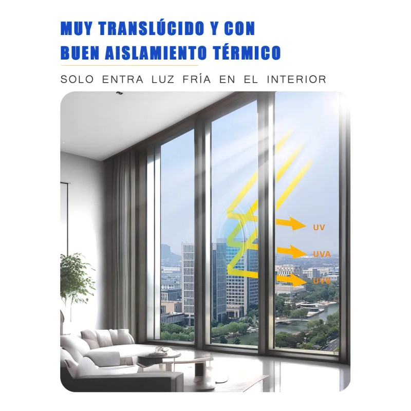 Película Espejo Privacidad Briofox 90x500cm Aislante Térmico Protección UV