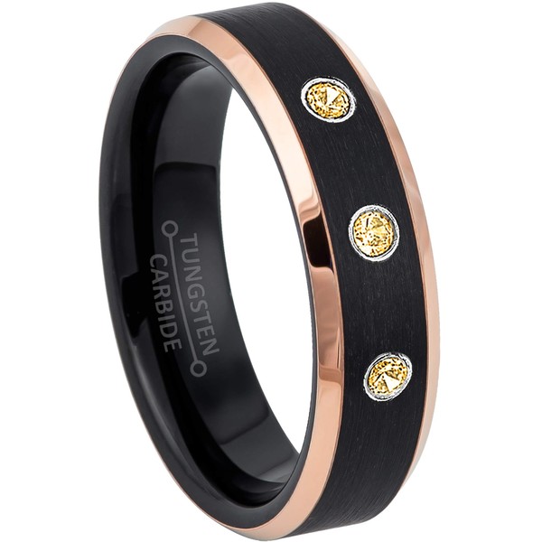 2-Tone Black & Rose Gold Tungsten Carbide Unisex Wedding Band