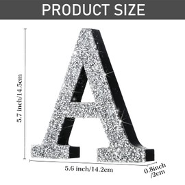 Qunclay 5.7 Inch Crystal Diamond Letters Shiny Letters Decor Hanging Letters with Screws and Hooks Rhinestone Diamond Decorations House Warming Gifts for Wall Bedroom Office Door(Letter A)