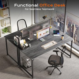 PRAISUN 48 X 24 Inch Computer Desk with Deeper Desktop, Gaming Office Writing Work Desk for Home Office, Study, Bedroom, Work from Home, Metal Frame, Grey