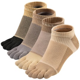 VWELL Toe Socks for Men Women Running Ankle Cotton Five Fingers Design Low Cut Athletic 4 Pairs Size 8-11