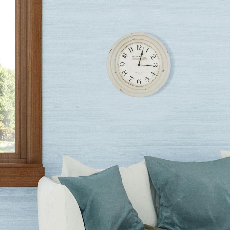 Yosemite Home Decor Circular Iron Wall Clock, White Frame, White