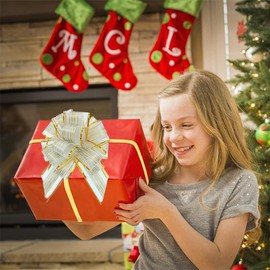 Pack of 10 Large Gift Bows, 17 cm Gift Bow with Gift Ribbons, Decorative Bows, Gift Ribbons, Pull Bow, for Crafts, Packaging, Wedding, Birthday Gift Wrapping