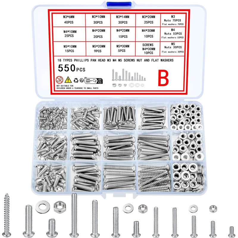 wugongshan 550 Pcs Screws Bolts and Nuts Assortment Kit, Metric