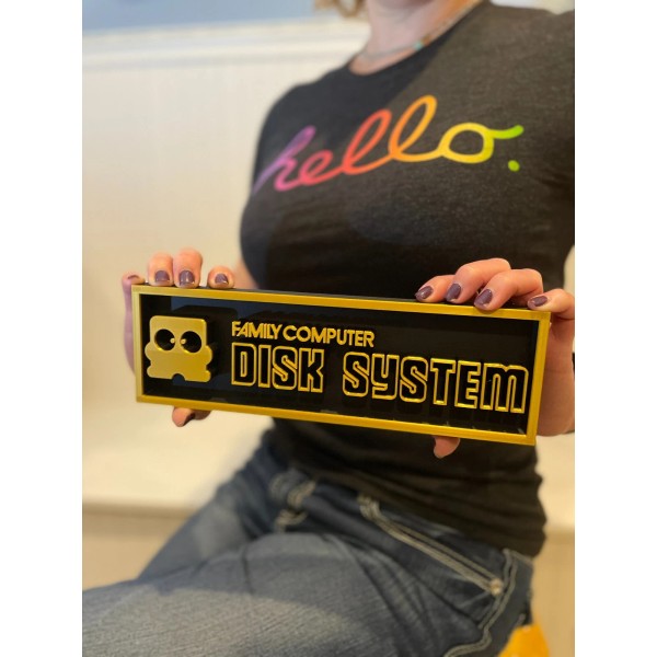 Family Computer Disk System 3D printed game console placard sign,