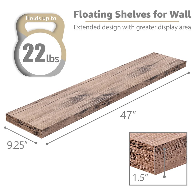 Sorbus Floating Shelves for Wall - 48 Inch Long Bathroom