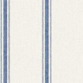 Chesapeake Blue Linette Fabric Stripe Wallpaper, 3115-12462