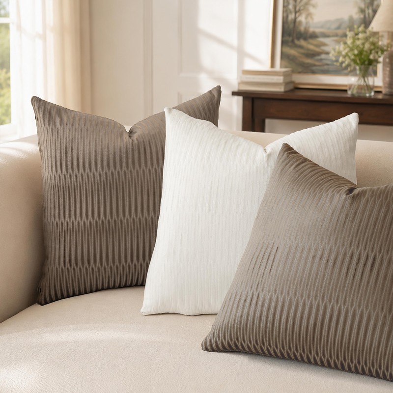 Embossed Velvet Pillow Covers 18x18, Set of 2, Camel Soft