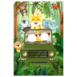 Jungle Safari Backdrop, Polyester Animal Safari Adventure Backdrop Banner Funny Jungle Adventure Themed Party Decoration Suitable for Baby Shower Photo Prop