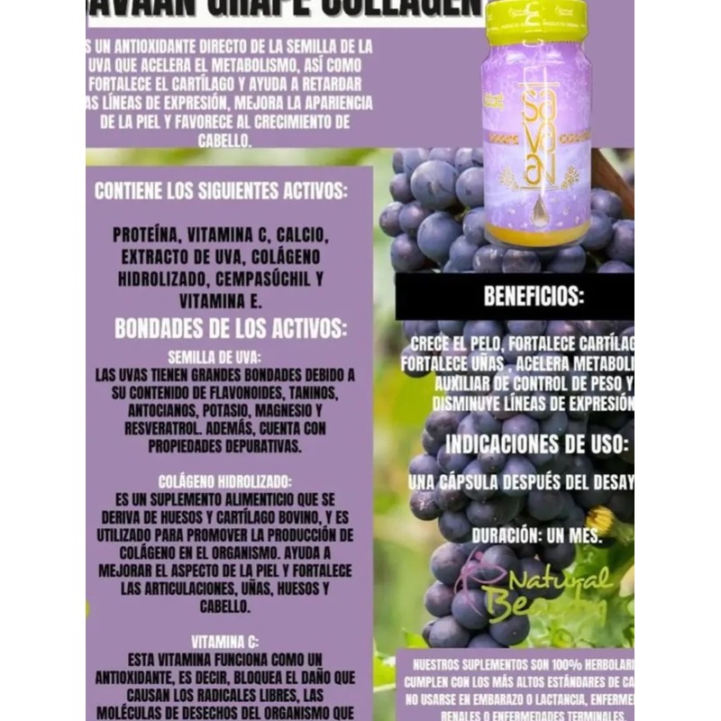 Colágeno Hidrolizado Semilla De Uva Para 1 Mes
