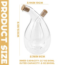 LNQ LUNIQI Clear Glass Olive Oil and Vinegar Dispenser 2 in 1 Glass Oil Bottles Double Pourer Spout Stoppers Oil Vinegar Cruet Cooking Container for Kitchen Cooking
