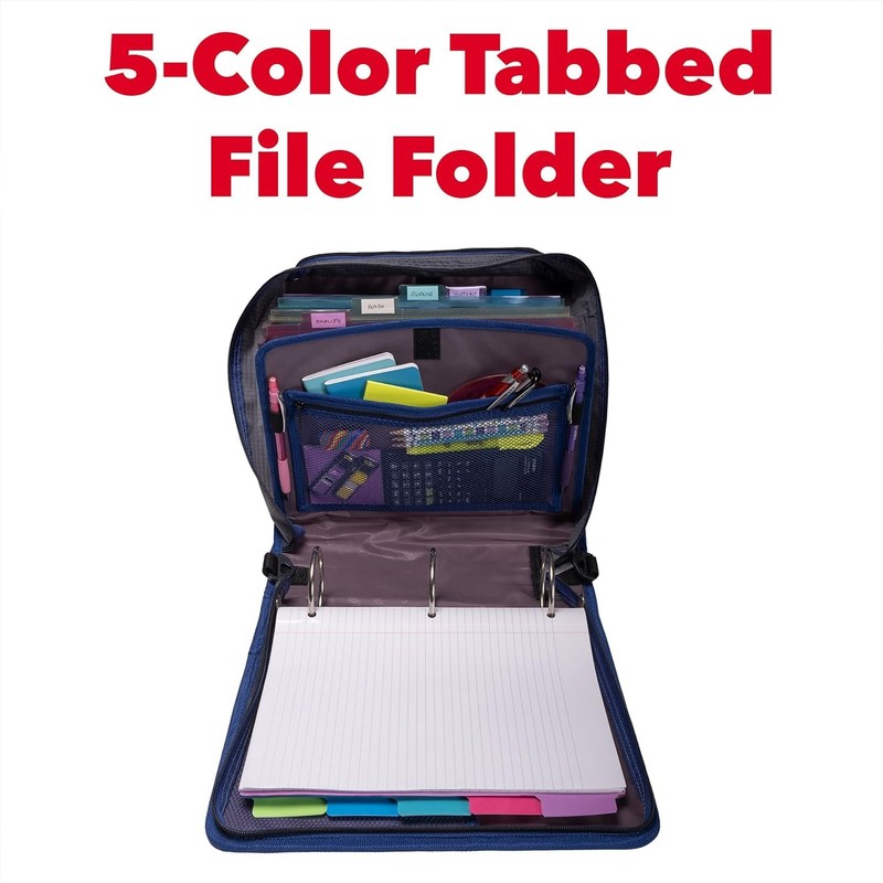 Case-it Mighty Zip Tab School Zipper Binder | 3-Inch O-Rings,