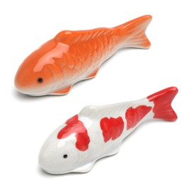 APOMOONS Set of 2 Floating Fish, Realistic Ceramic Koi Fish Floating Fish Decoration, Ceramic Fish Goldfish Fish Decoration for Mini Pond Decoration, Pond Fountain, Fairy Garden and Pond Decoration
