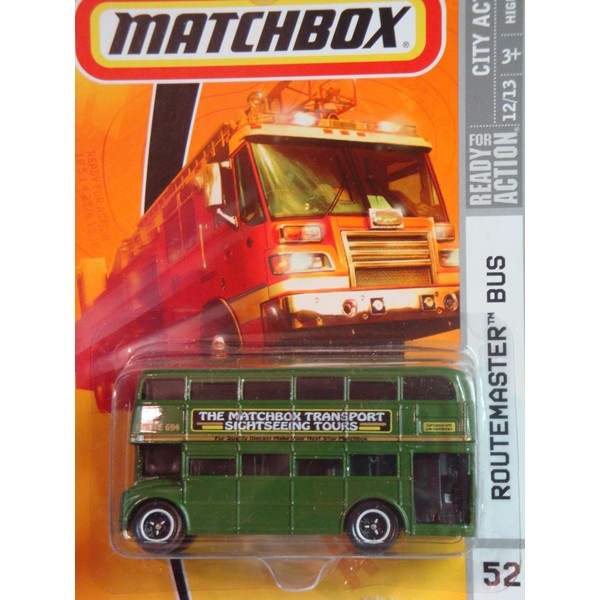 Matchbox City Action Series #52 Routemaster Double Decker Bus Green "The Matchbox Transport Sightseeing Tours" 3 Lug Wheels Detailed Diecast Scale 1/64 Collector