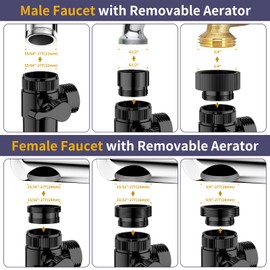 HOWUWEY Sink Hose Attachment for Faucet with 5 Adapters, Tub Faucet Sprayer Attachment, 3 Spray Modes Shower Head with ON/OFF Button, Filtered Shower Sprayer for Tub (Matte Black)