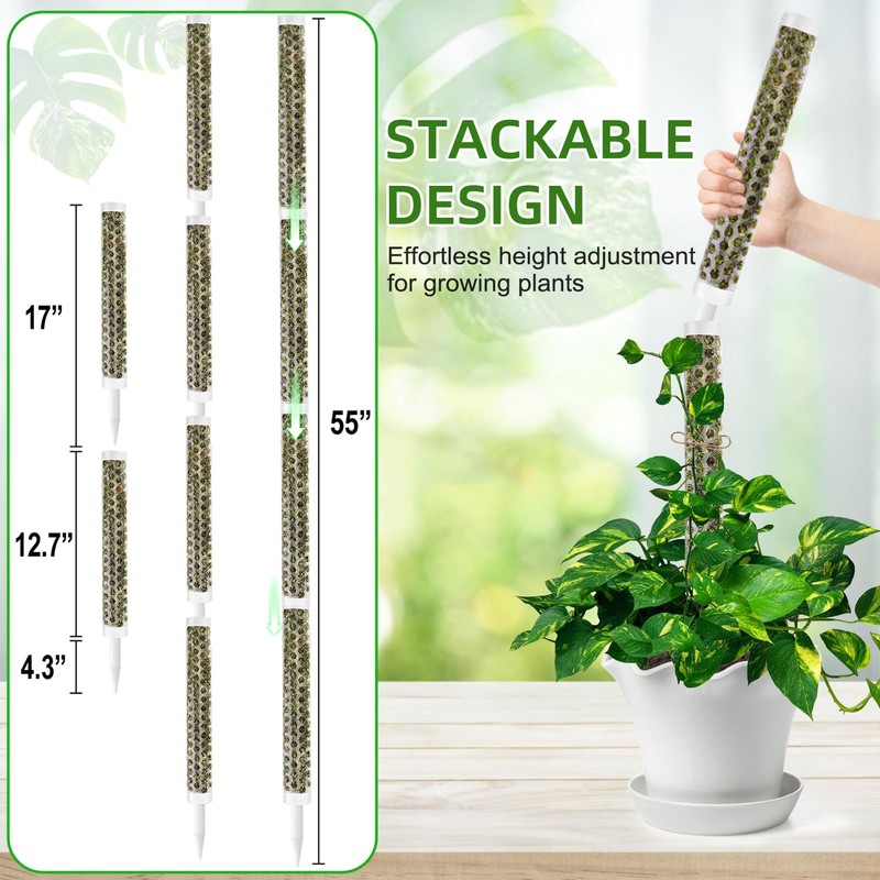 Fabulas 55 Inch Moss Pole Monstera Plant Support, 4 Pack
