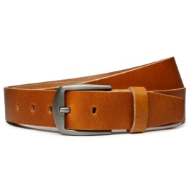 Vascavi Leather belt, full leather belt, buffalo leather, denim belt, approx. 4 cm wide, trouser belt, made in Germany, Cognac (light brown)