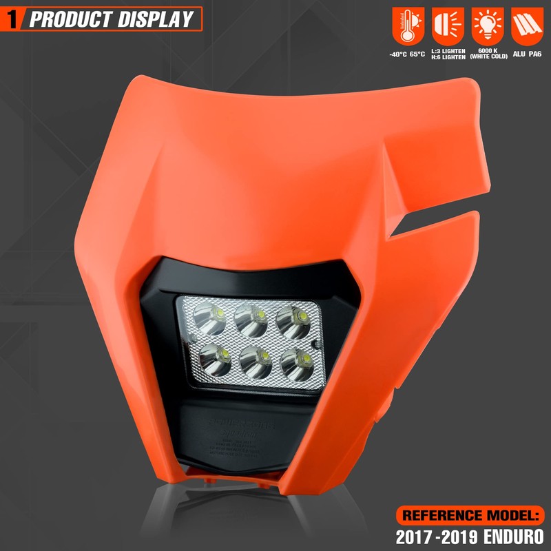 fewfuss Dirt Bike Led Headlight, Motorcycle Enduro Headlight Kit for
