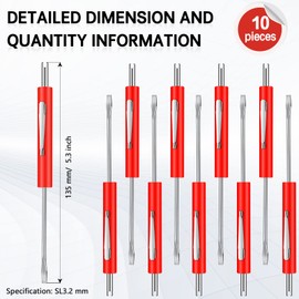 Zhehao 10 Pcs Pocket Screwdriver with Valve Core Removal Tools, Mini Screwdriver Set Small Dual Use Screwdriver Kit with Clip for Mechanics Electricians Electronic Technician Assembler（Red）
