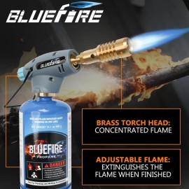 BLUEFIRE Handy Cyclone Torch Head Portable Brass Gas Torch Manual Ignite Fuel - Torch only
