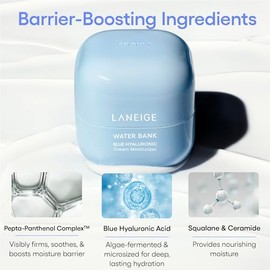 LANEIGE Crema Hidratante Water Bank Azul con Ácido Hialurónico: Crema facial coreana hidratante con escualano y ceramida para el soporte de la barrera