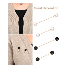 4 Pieces White Black Sweater Shawl Clip Double Faux Pearl Brooches Safety Pins for Women Girls Clothing Decoration