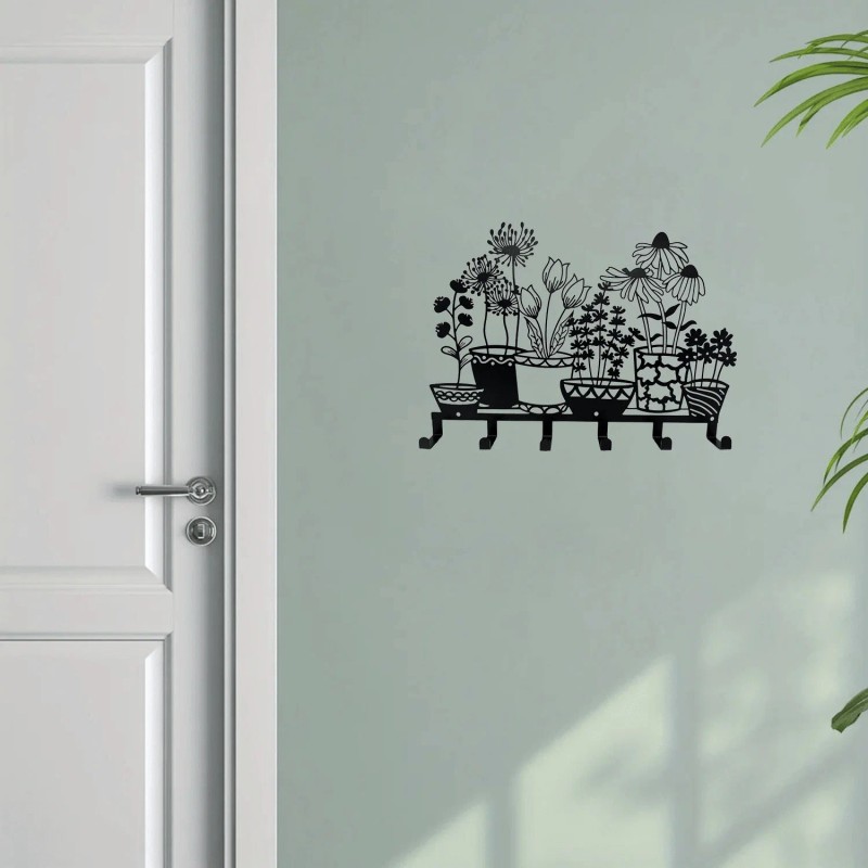 CIFbuy Double-Tier Wall Mounted Coat Rack 6 Hook Vase Design