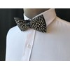 Cloud Rack mens Handmade Feather Bow Tie, Black White, Medium