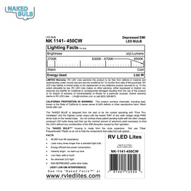 NAKED BULB NK-1141-450CW LED Replacement EMI Suppressed Vented Bulb, BA15s - i.e. (1141 Type), 450 Lumen 8-30Volts Cool White (10 Pack)