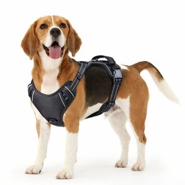 SK Depot® Dog Harness Medium Chest 19.1"-29.3" No-Pull Pet Harness with Leash Clips, Adjustable Soft Padded Dog Vest Harness, No Choke Pet Oxford Vest Easy Control Handle (M, Black)